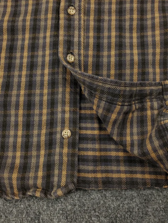 Cadhartt Flannel Shirt Mens Large Plaid Button Up Brown Gray Vintage Distressed - Picture 7 of 10